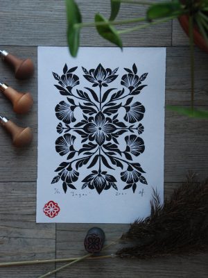 INGER - handtryckt linoleumsnitt