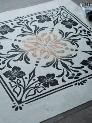 ANEMONE - i svart och guld handtryckt