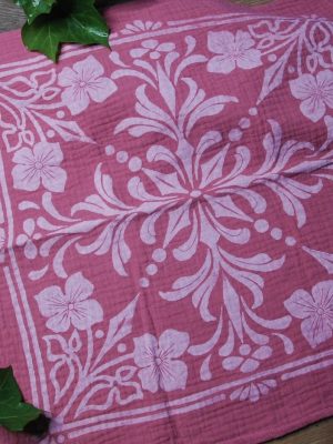 BANDANA rosa - handtryckt ekologisk bomull